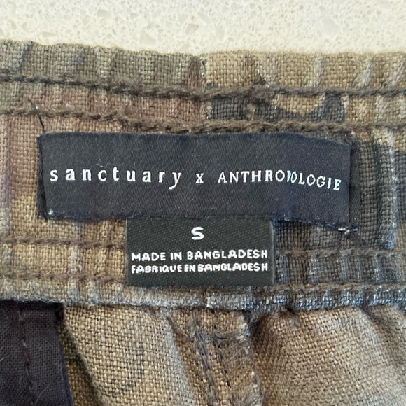 SANCTUARY X Anthropologie Camo Cargo Jogger Pants Linen Women’s Size Small - Picture 5 of 6